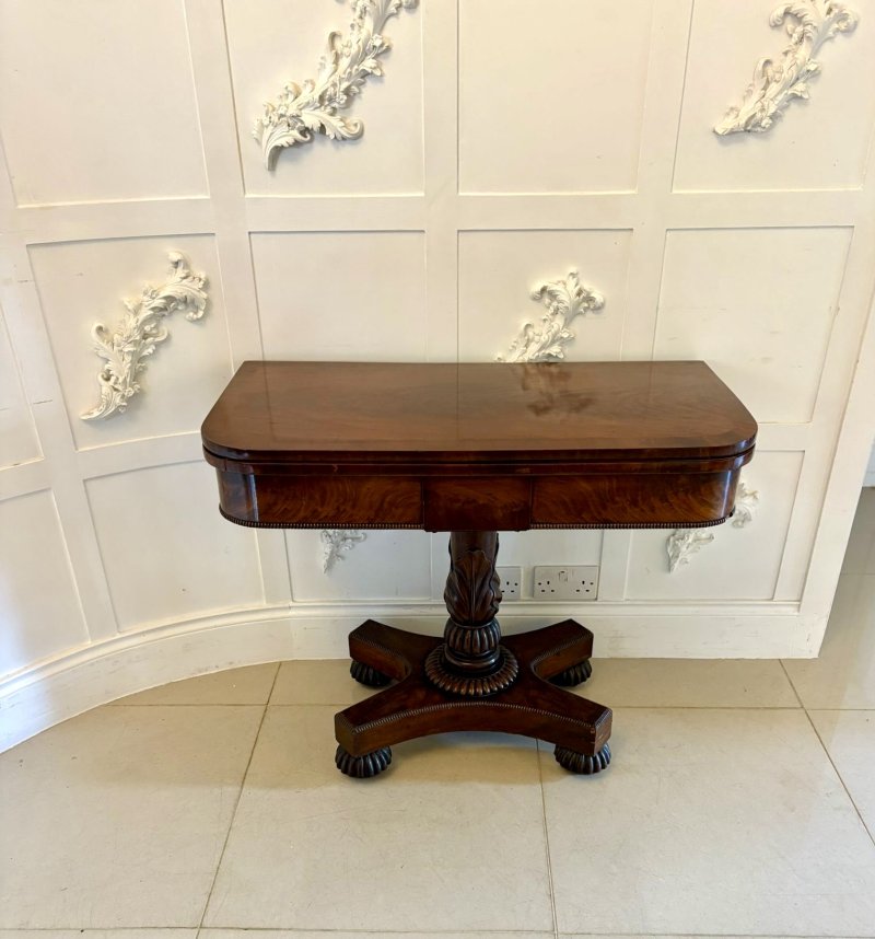 Antique William IV Quality Figured Mahogany Card/Console Table